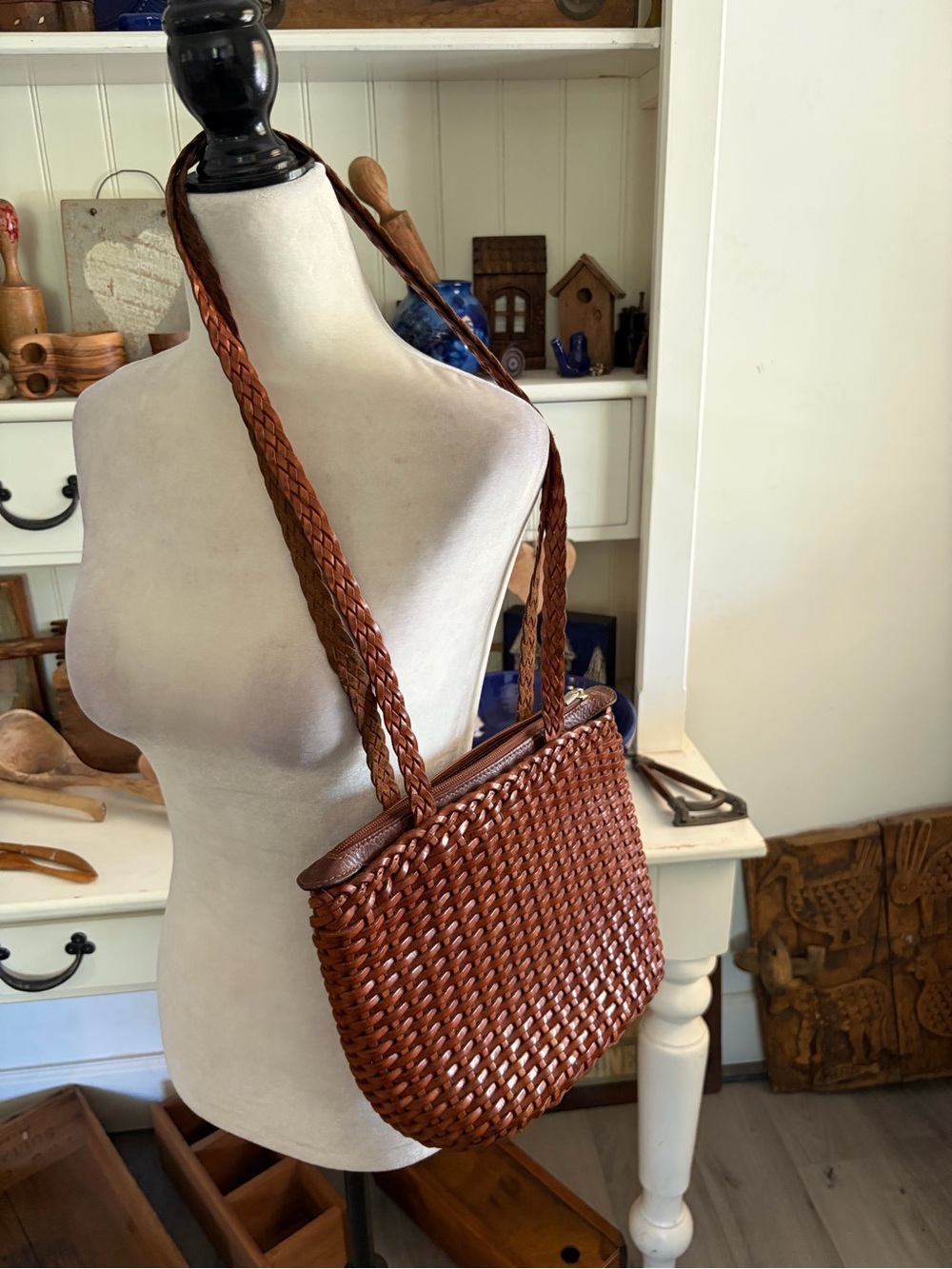 Ellepi Woven Leather Shoulder Bag - Brown